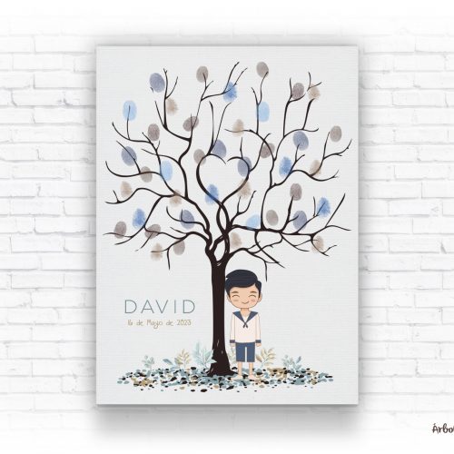 arbol de huellas comunion personalizado